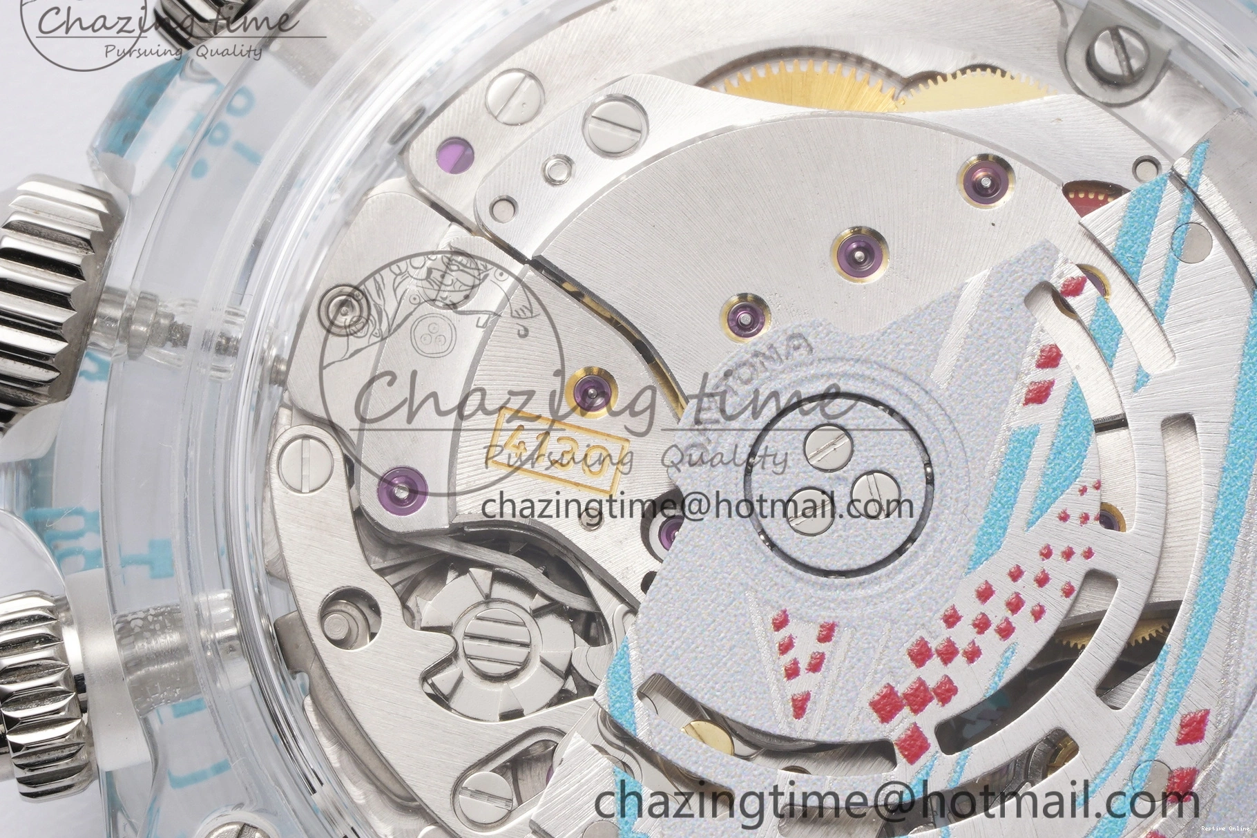 1221 Daytona Transparent IPK Best Edition Transparent Blue Dial on White Rubber Strap SA HighQuality 1969